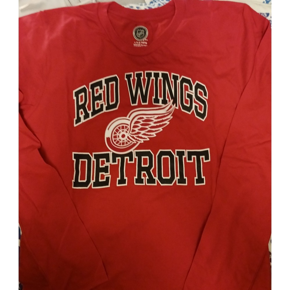 NEW Boys Detroit Red Wings NHL Longsleeve Tee,‎ Large 14/16